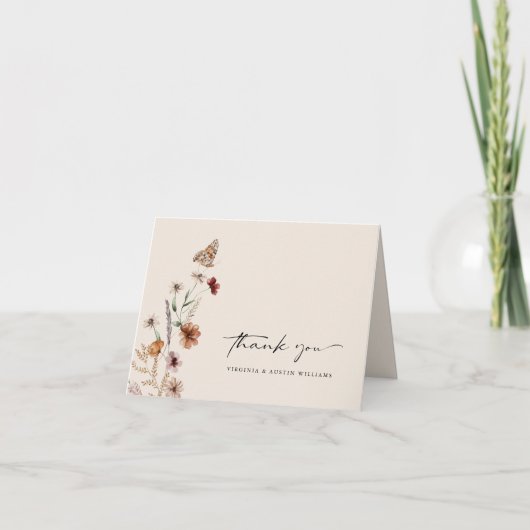 Floral Boho Wedding Danke-Card Dankeskarte (Vorderseite)