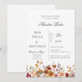 Floral Boho Wedding Einladung Invitación (Vorne/Hinten)