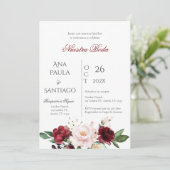 Floral Boho Wedding Einladung Invitación (Stehend Vorderseite)