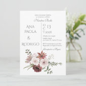 Floral Boho Wedding invitation Invitación Einladung (Stehend Vorderseite)