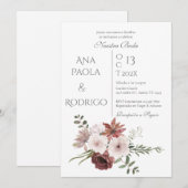 Floral Boho Wedding invitation Invitación Einladung (Vorne/Hinten)