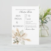 Floral Boho Wedding invitation Invitación Einladung (Stehend Vorderseite)