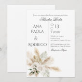 Floral Boho Wedding invitation Invitación Einladung (Vorne/Hinten)