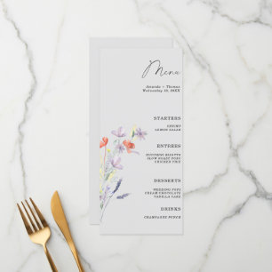 Floral Boho Wedding-Menü Menükarte