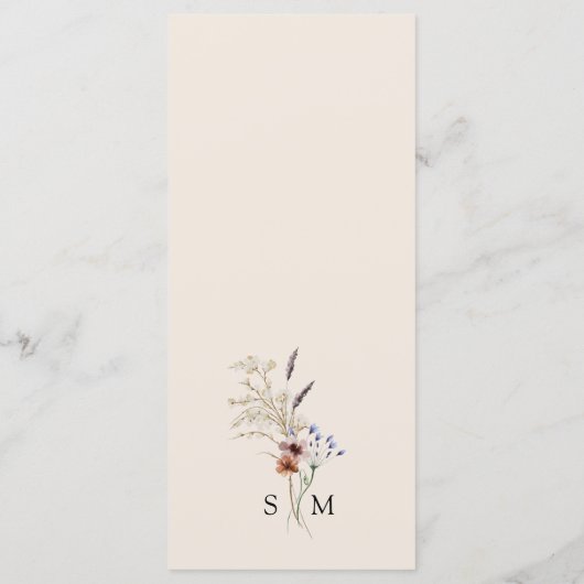 Floral Boho Wedding Menükarte (Rückseite)