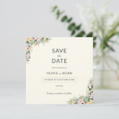 Floral boho wedding save the date (Stehend Vorderseite)