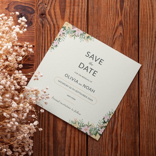Floral boho wedding save the date