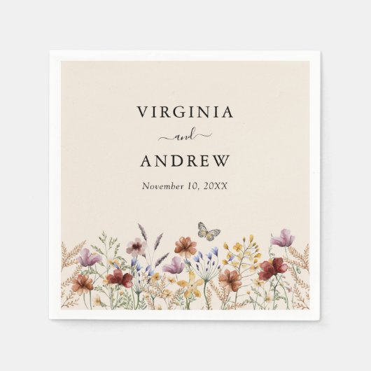 Floral Boho Wedding Serviette (Vorderseite)