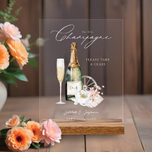 Floral Boho Western Country Wedding Drink Bar Menu Acrylschild