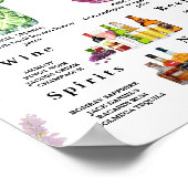 Floral Boho Wildblume Bar Menü Wedding Drink Zeich Poster (Ecke)
