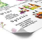 Floral Boho Wildblume Bar Menü Wedding Drink Zeich Poster (Ecke)