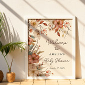 Floral Boho Wildblume Ivory Baby Dusche Willkommen Poster