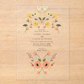 Floral Boho Wildblume Wedding Acryleinladungen (Vorderseite)