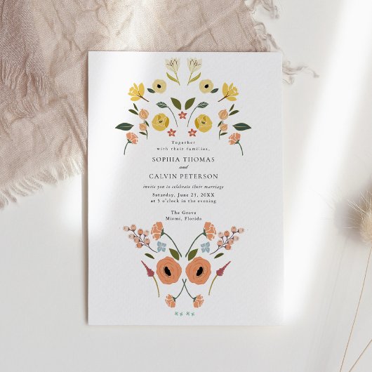 Floral Boho Wildblume Wedding Einladung