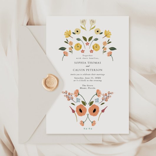 Floral Boho Wildblume Wedding Einladung