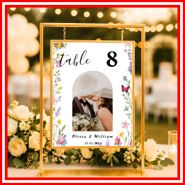 Floral Boho Wildblume Wedding FOTO Tischnummer Poster