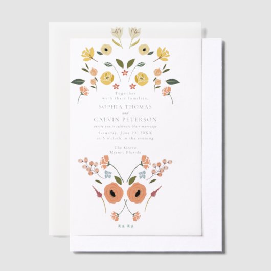 Floral Boho Wildblume Wedding Pergament Einladungen (Versetzt)