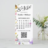 Floral Boho Wildblume Wedding QR Save the Date (Stehend Vorderseite)