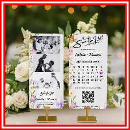 Floral Boho Wildblume Wedding QR Save the Date