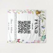 Floral Boho Wildblumen Honeymoon Fund QR Wedding Wandteppich (Vorderseite (Horizontal))