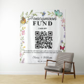 Floral Boho Wildblumen Honeymoon Fund QR Wedding Wandteppich (Beispiel)