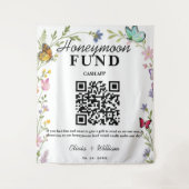 Floral Boho Wildblumen Honeymoon Fund QR Wedding Wandteppich (Vorderseite)
