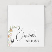 Floral Boho Wildblumen Hühnermenükarte Platzkarte (Außenseite Aufgefaltet)