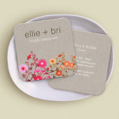 Floral Boho Wildblumen Kraft Business Card Quadratische Visitenkarte