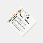 Floral Boho Wildblumen Monogram FUN FACT Wedding Serviette (Ecke)