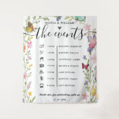 Floral Boho Wildblumen Reihenfolge der Hochzeiten Wandteppich (Vorderseite)