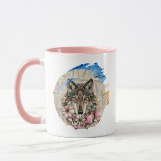 Floral Boho Wolf with Paint Accents 📄 Descriptio Tasse