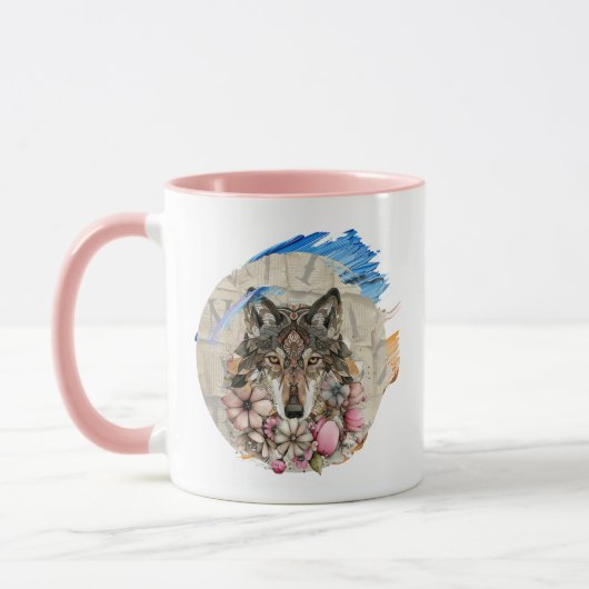 Floral Boho Wolf with Paint Accents 📄 Descriptio Tasse (Links)