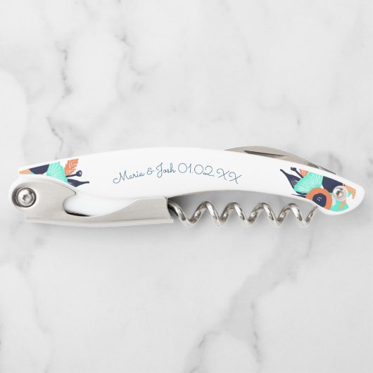 Floral Bold Poppies Paare Monogramm Kellnermesser (Vorderseite)