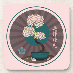 Floral bonsai "Choose to shill" asiatische Kunst Getränkeuntersetzer