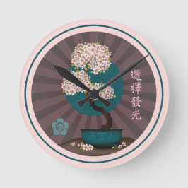 Floral bonsai "Choose to shill" asiatische Kunst Runde Wanduhr