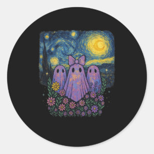 Floral Boo Ghost Night Girl Halloween Fall Spooky Runder Aufkleber