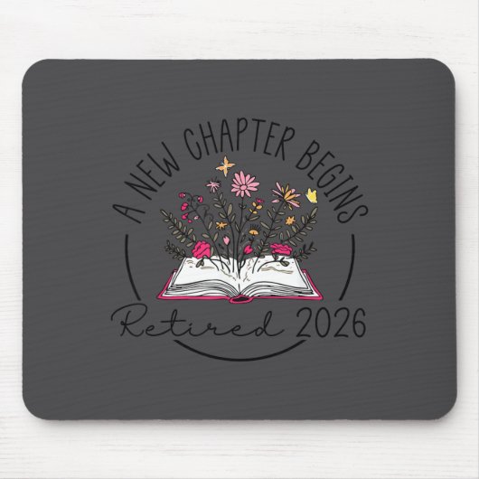 Floral Book A New Chapter Begins Retired 2026 Reti Mousepad (Vorne)