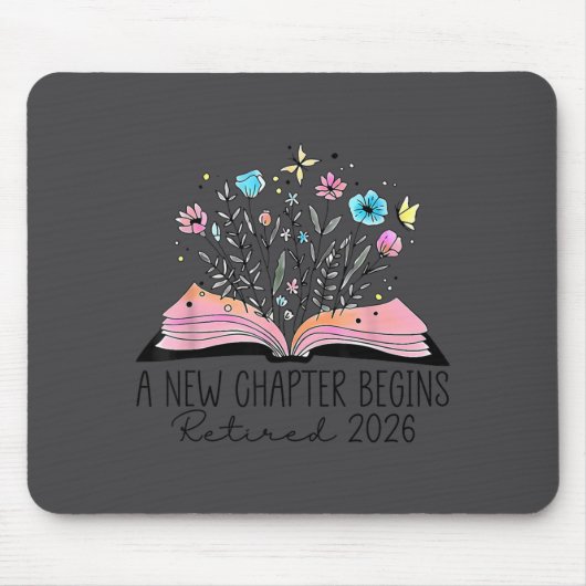 Floral Book A New Chapter Begins Retired 2026 Reti Mousepad (Vorne)