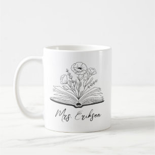 Floral Book Custom Teacher Bewertung Kaffeetasse