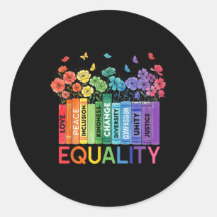 Floral Book Equality Human Rights, Social Justice Runder Aufkleber