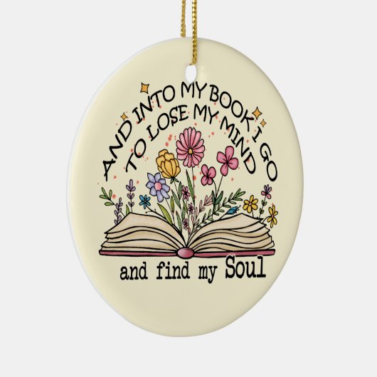 Floral Book Lover Keramik Ornament (Rechts)