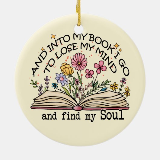 Floral Book Lover Keramik Ornament (Hinten)