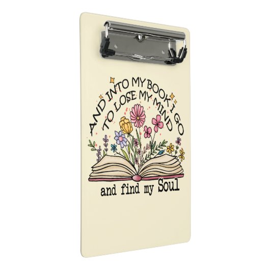 Floral Book Lover Mini Klemmbrett (Schrägansicht)
