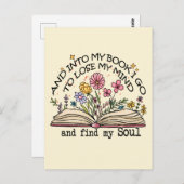 Floral Book Lover Postkarte (Vorne/Hinten)