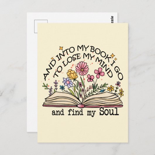 Floral Book Lover Postkarte (Vorne/Hinten)