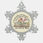 Floral Book Lover Schneeflocken Zinn-Ornament (Vorderseite)
