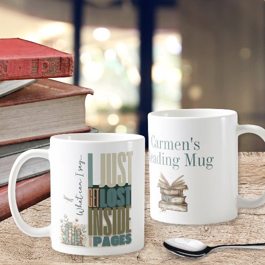 Floral Bookish Romance Buchliebhaber Personalisier Kaffeetasse