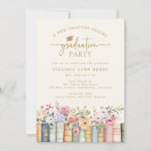Floral Books Graduation Party Einladung (Vorderseite)