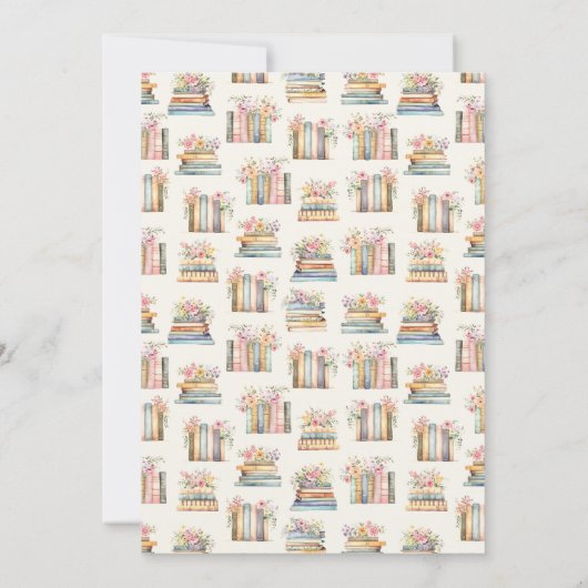 Floral Books Graduation Party Einladung (Rückseite)