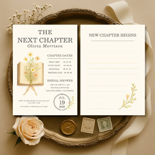 Floral Books Next Chapter Begins Bridal Shower Einladung
